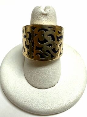 Gold-Tone Filigree Wide Band Ring - Women